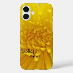 iPhone 16 Plus Case Bright Yellow Spiky Dahlia Close Up Photographie