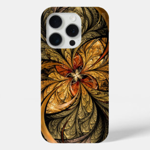 Coque iPhone 15 Pro Brillant Feuilles art fractal Abstrait