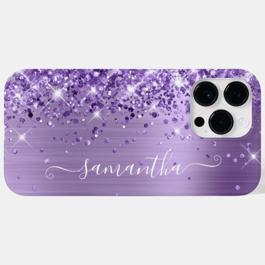 Coques Case-Mate iPhone Brillant violet Signature de la fille (Verso (horizontal))