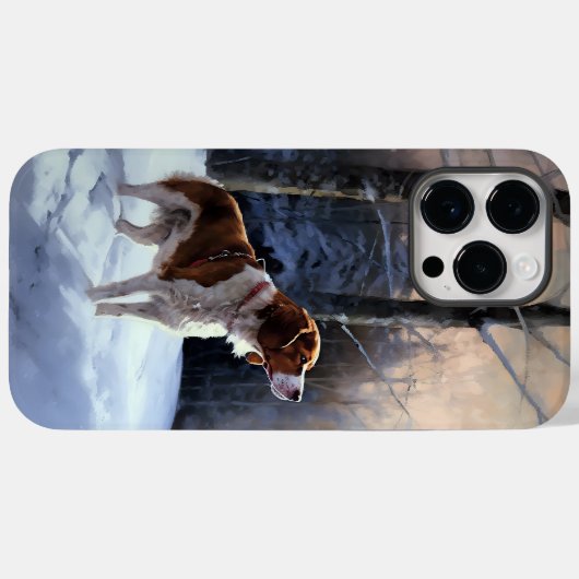 Coques Case-Mate iPhone Brittany Spaniel Laissez Neige Noël (Verso (horizontal))