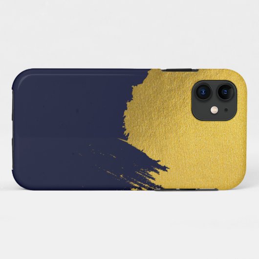 Coques Case-Mate iPhone Brochures Faux Gold avec Arrière - plan bleu marin (Dos (Horizontal))