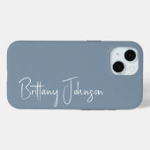 Coques Case-Mate iPhone Broderie Bleu Poussière (Verso (horizontal))