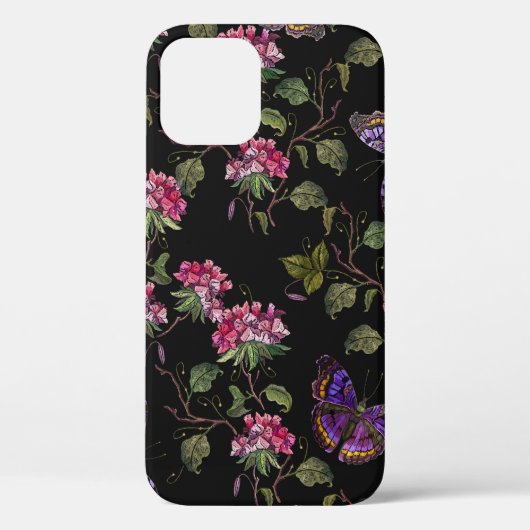Coques Case-Mate iPhone Broderie fleurs de datura et papillons sans soudur (Verso)