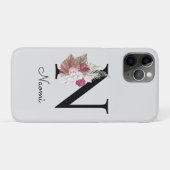 Coques Case-Mate iPhone Broderie Rose Boho Floral Initiale N (Dos (Horizontal))