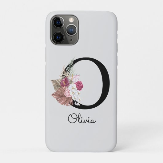 Coques Case-Mate iPhone Broderie Rose Boho Floral Initiale O (Dos)