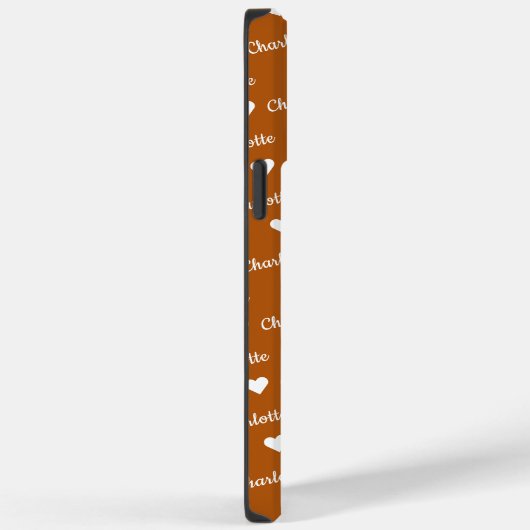 Coques Case-Mate iPhone Bronze Brown Nom de répétition Coeur du script (Verso / Droite)