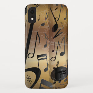 Coques Pour iPhone Bronze d'or et notes noires de musique