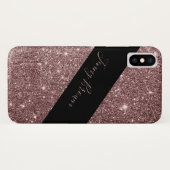 Coques Case-Mate iPhone bronze et parties scintillant élégant monogramme (Dos (Horizontal))