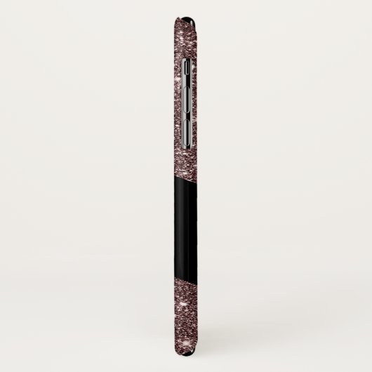 Coques Case-Mate iPhone bronze et parties scintillant élégant monogramme (Dos/Gauche)