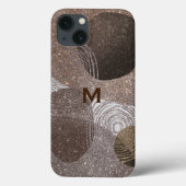 Coques Case-Mate iPhone Bronze Glitterie Abstraite Monogramme (Verso)