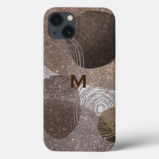 Coques Case-Mate iPhone Bronze Glitterie Abstraite Monogramme (Verso)