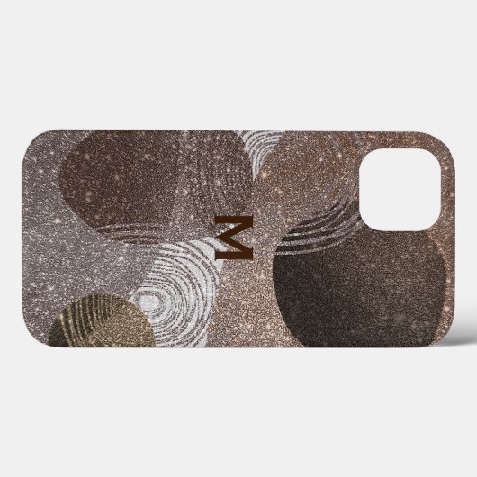 Coques Case-Mate iPhone Bronze Glitterie Abstraite Monogramme (Verso (horizontal))