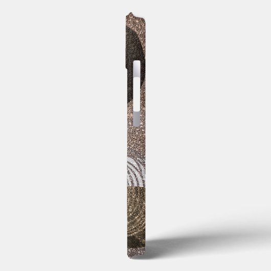 Coques Case-Mate iPhone Bronze Glitterie Abstraite Monogramme (Verso / Gauche)