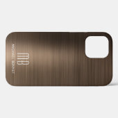 Coques Case-Mate iPhone Bronze Monogramme métallique Brown Coque-Mate iPho (Verso (horizontal))