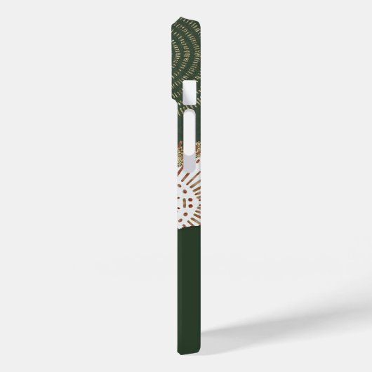 Coques Case-Mate iPhone Bronze Or Abstrait Cercles verts Monogramme (Verso / Gauche)