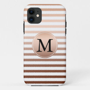 Coques Pour iPhone Bronze Or Stripes Ombre Monogram