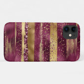 Coques Case-Mate iPhone Brosse bordeaux et or moderne (Dos (Horizontal))