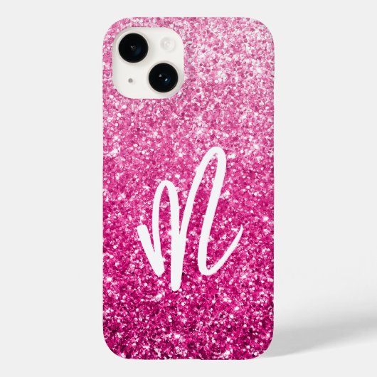 Coques Case-Mate iPhone Brosse Calligraphie Monogramme Luxe Pink Ombre (Verso)