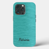 Coques Case-Mate iPhone Brossé Turquoise Delight Nom personnel (Verso)