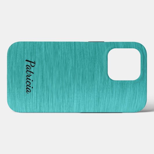 Coques Case-Mate iPhone Brossé Turquoise Delight Nom personnel (Verso (horizontal))