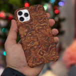 Coque Pour iPhone 15 Brown 3-D en cuir à outils motif floral modèle 2 m<br><div class="desc">Cool en cuir floral 3-D à outils deux,  motif sans couture. monogramme personnalisable.</div>