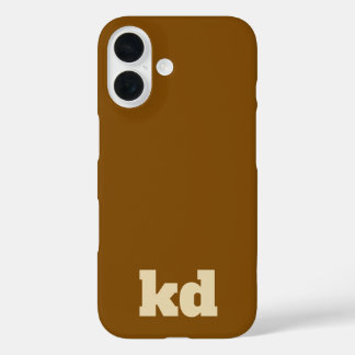 Coques iPhone 16 brown &beige minimalist initial monogram 