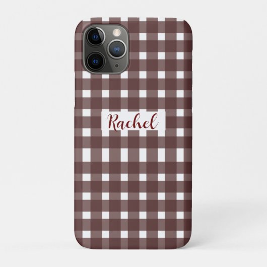Coques Case-Mate iPhone Brown blanc En vichy personnalisé (Dos)