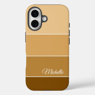 Coques iPhone 16 Brown Color Block Personalized