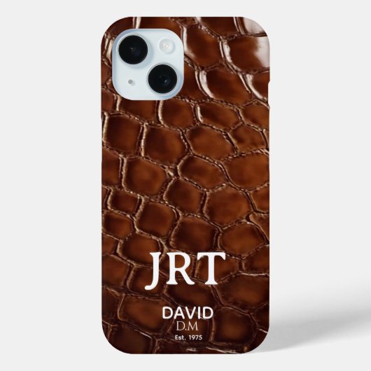 Coques Case-Mate iPhone  Brown Crocodile Leather Monogram (Verso)