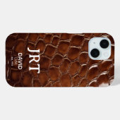 Coques Case-Mate iPhone  Brown Crocodile Leather Monogram (Verso (horizontal))