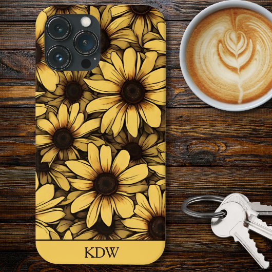 Coques Case-Mate iPhone Brown Eyed Susan Monogramme