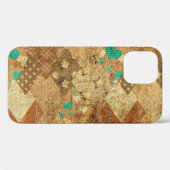 Coques Case-Mate iPhone Brown Grunge Quilt Stars Coeurs (Verso (horizontal))