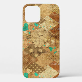 Case-Mate iPhone Case Brown Grunge Quilt Stars Coeurs