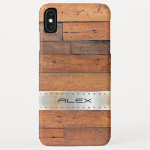 Case-Mate iPhone Case Brown planches en bois avec argent métallique