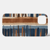 Coques Case-Mate iPhone Brown Rouille bleue et beige abstrait (Verso (horizontal))
