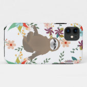 Coques Case-Mate iPhone Brown Sloth assise dans Arrière - plan de fleurs f (Dos (Horizontal))