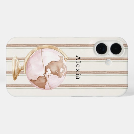 Coques Case-Mate iPhone Brown Stripes Globe World (Verso (horizontal))