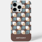 Coques Case-Mate iPhone Brown Tan Beige Gris Bleu Mi-siècle Art Motif (Verso)