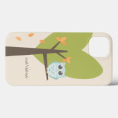 Coques Case-Mate iPhone Brown Tree Branch Feuilles Nom personnalisé Blue O (Verso (horizontal))