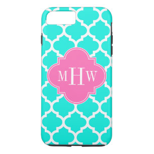 Coque Case-Mate Pour iPhone Brt Aqua Wht Marocain #5 HotPink2 Monogramme initi
