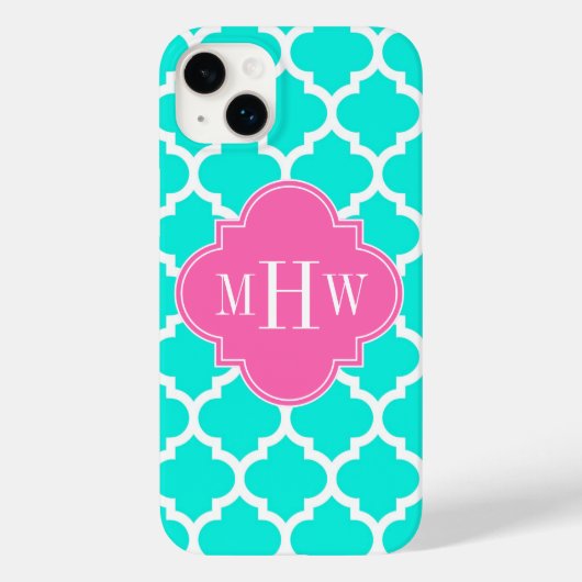 Coques Case-Mate iPhone Brt Aqua Wht Marocain #5 HotPink2 Monogramme initi (Verso)