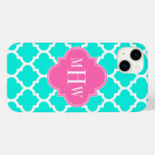 Coques Case-Mate iPhone Brt Aqua Wht Marocain #5 HotPink2 Monogramme initi (Verso (horizontal))