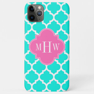 Case-Mate iPhone Case Brt Aqua Wht Marocain #5 HotPink2 Monogramme initi