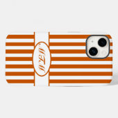 Coques Case-Mate iPhone Brûler les rayures automnales avec monogramme (Verso (horizontal))