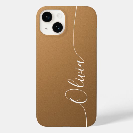 Coques Case-Mate iPhone Brun Blanc Élégant Nom Script Calligraphié (Verso)