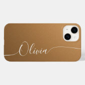 Coques Case-Mate iPhone Brun Blanc Élégant Nom Script Calligraphié (Verso (horizontal))