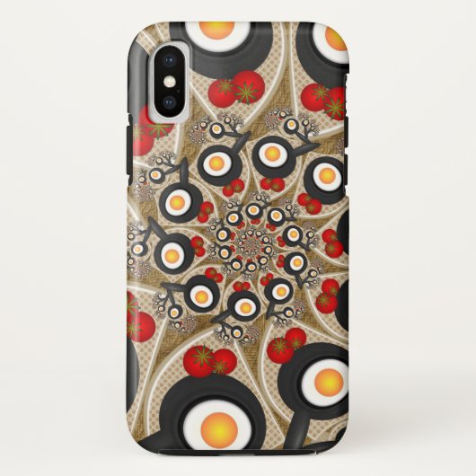 Coques Case-Mate iPhone Brunch Fractal Art Drôle Nourriture, Tomates, Oeuf (Dos)
