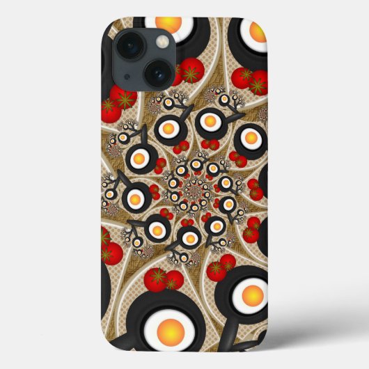 Coques Case-Mate iPhone Brunch Fractal Art Drôle Nourriture, Tomates, Oeuf (Verso)