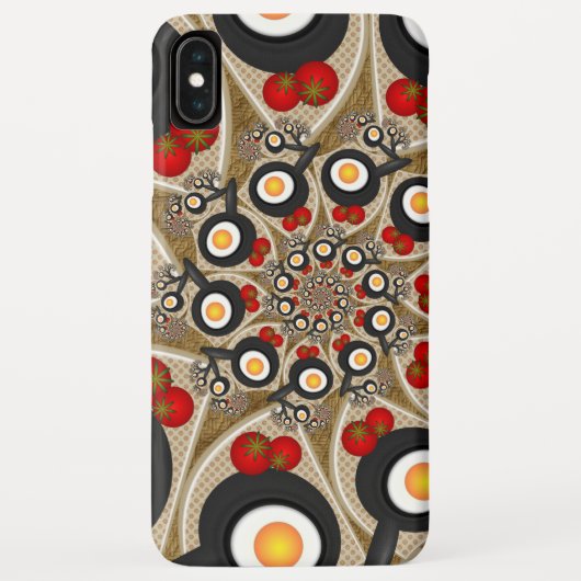 Coques Case-Mate iPhone Brunch Fractal Art Drôle Nourriture, Tomates, Oeuf (Dos)