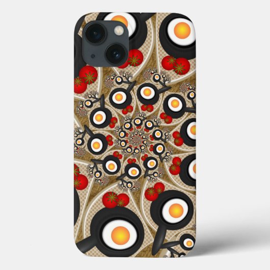 Coques Case-Mate iPhone Brunch Fractal Art Drôle Nourriture, Tomates, Oeuf (Verso)